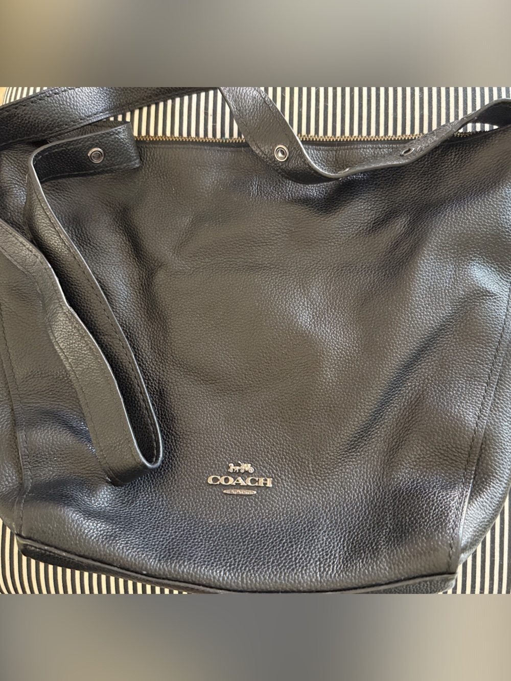 Coach Black Pebbled Leather Hobo Shoulder Bag